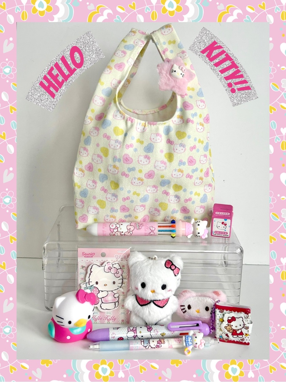 🩷(HK470) Hello Kitty Adorable 10-Piece Tote Bag Bundle!